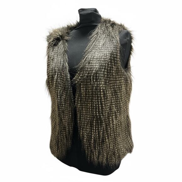 Bebe Faux Fur Vest Womens Medium Brown Ultra Soft Winter Grunge Outdoor Mobwife - Picture 4 of 6